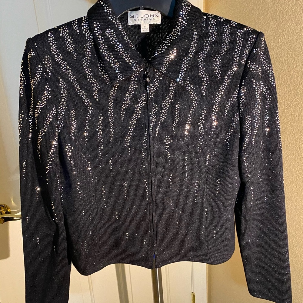 Sparkly St. John Evening zip-up Sweater